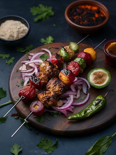 a plate of food with a variety of ingredients including a tasty appetizer