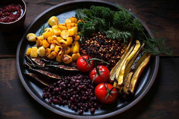 a plate of food with vegetables and spices on it