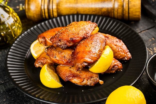 A plate of freshly baked chicken wings