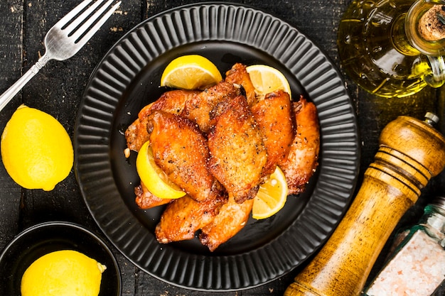 A plate of freshly baked chicken wings