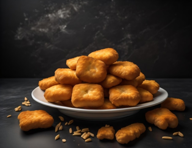 A plate of fried chicken nuggets with generative ai