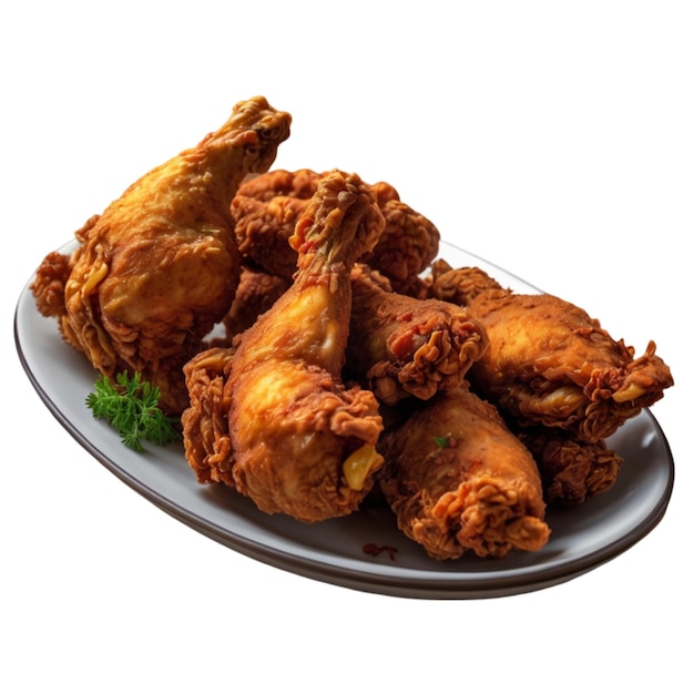 a plate of fried chicken with a green top