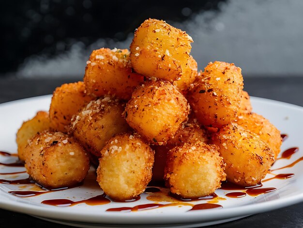 Photo a plate of fried potatoes with seasonings on them