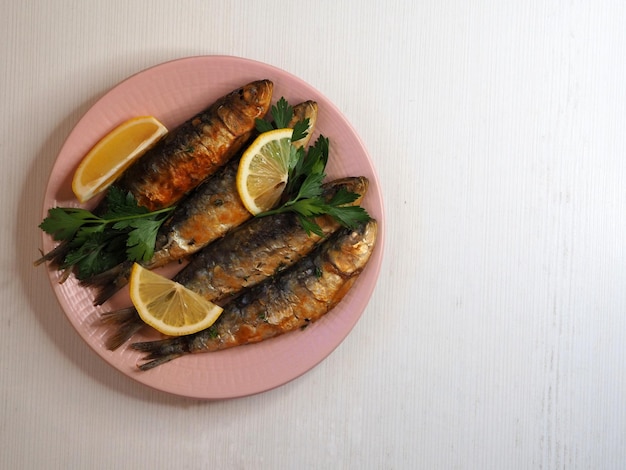 Plate of fried sardines