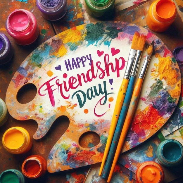 Photo a plate of friendship day written on a paper with the words friendship day written on it