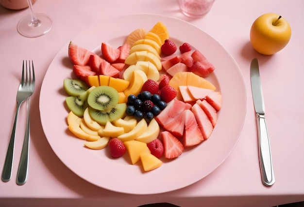 a plate of fruit and a bowl of fruit on a table