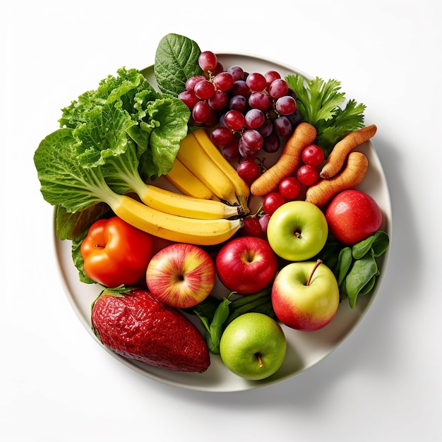 A plate of fruit including bananas, lettuce, and bananas.