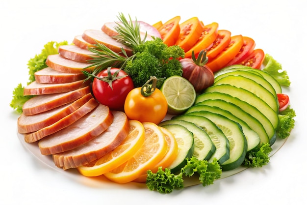 a plate of fruits and vegetables with a variety of fruits and vegetables