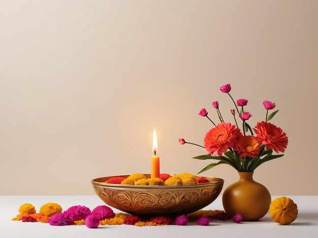 A plate full of Indian sweet an illuminated oil lamps and a gift box A biggest festival Diwali