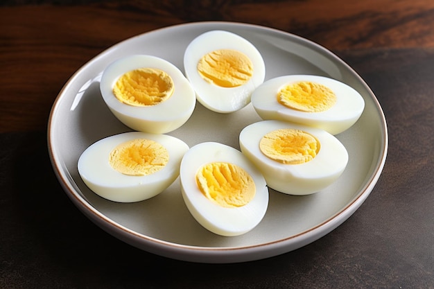 A plate of hard boiled eggs