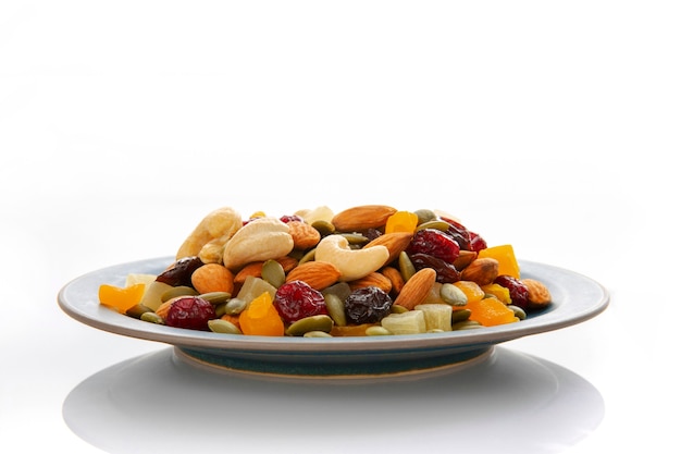 The plate is filled with nutritious mixed nuts