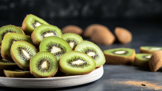 a plate of kiwi kiwis with kiwi on it