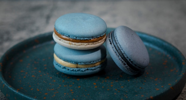 Plate, macaron, biscottiï¼french dessert