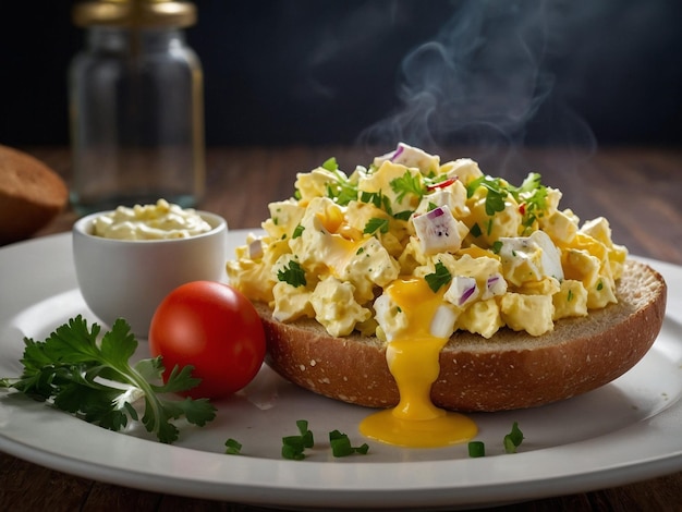 Photo a plate of macaroni and cheese with a bowl of macaroni and tomato on it