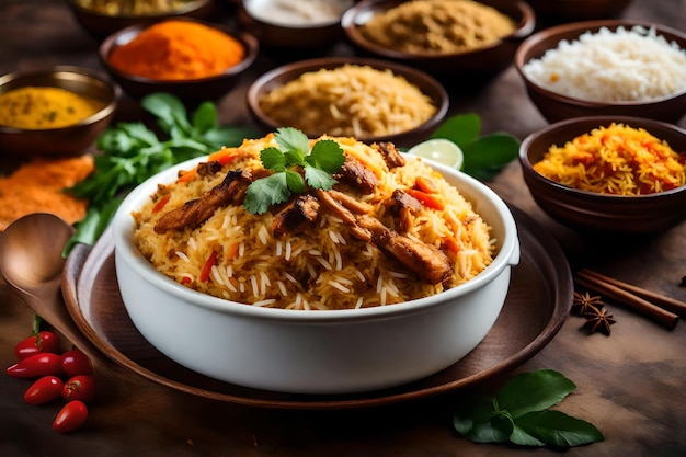 A plate of Malabar Biryani with its rice cooked in coconut milk and spices