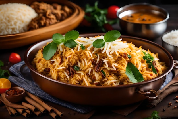 A plate of Malabar Biryani with its rice cooked in coconut milk and spices