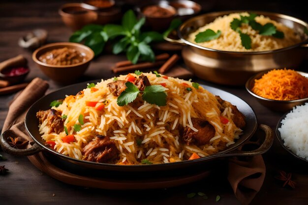 A plate of Malabar Biryani with its rice cooked in coconut milk and spices