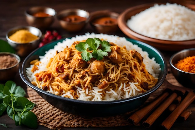 A plate of Malabar Biryani with its rice cooked in coconut milk and spices