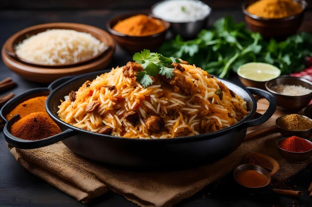 A plate of Malabar Biryani with its rice cooked in coconut milk and spices