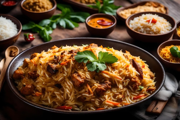 A plate of Malabar Biryani with its rice cooked in coconut milk and spices