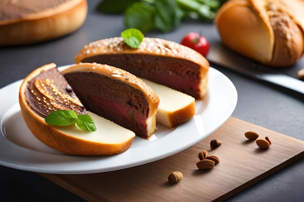 A plate of meatloaf with a slice cut out of it.