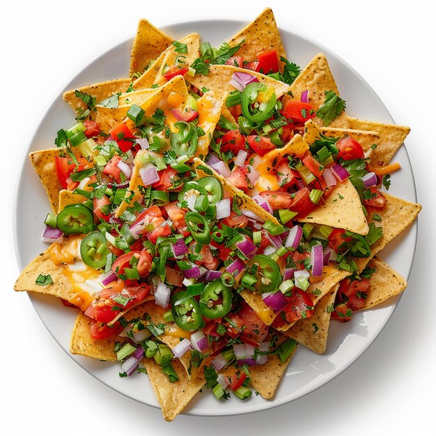 Photo a plate of nachos with beans and peppers