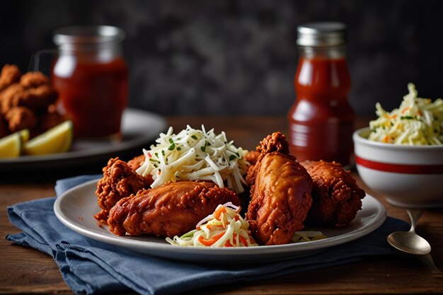 A plate of Nashville hot chicken with a side