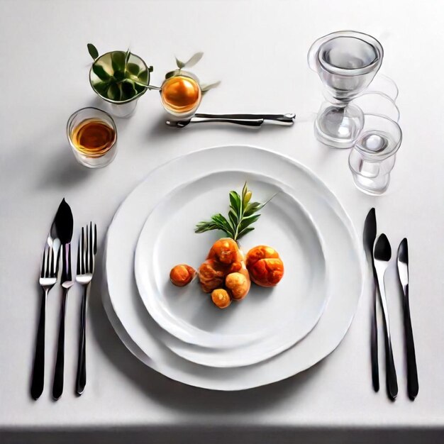 Photo a plate of oranges and a knife on a table with a knife and fork