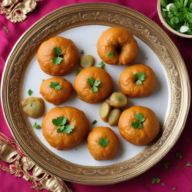 Photo a plate of oranges with parsley on it