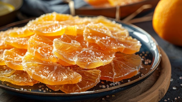 a plate of oranges with some other oranges on it