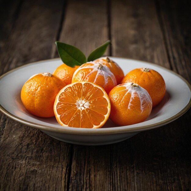 a plate of oranges