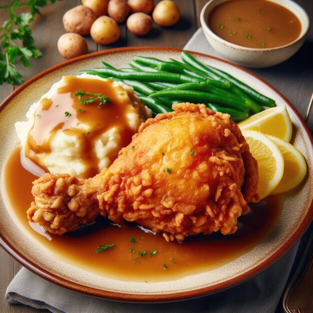 A plate of ovenfried chicken with a crispy golden crust and tender