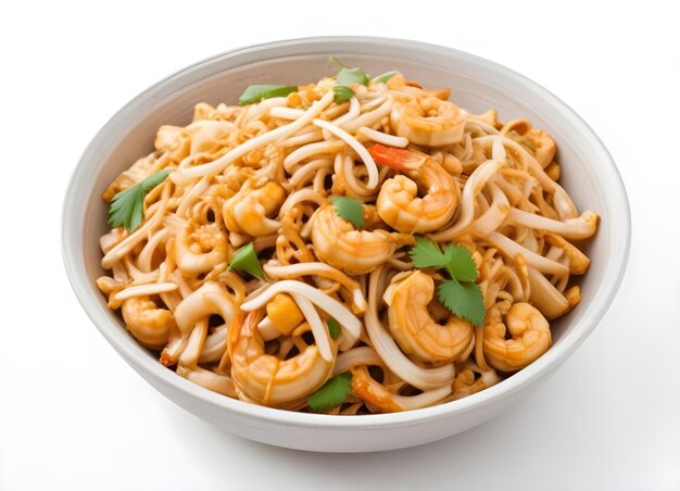 Photo a plate of pad thai with a sweet and tangy sauce