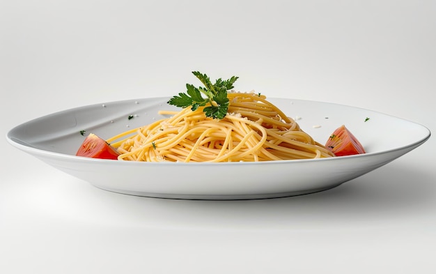 Photo a plate of pasta spaghetti on the white background professional advertising food photo ai generated