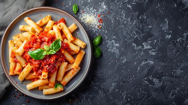 Photo a plate of pasta with basil basil and basil