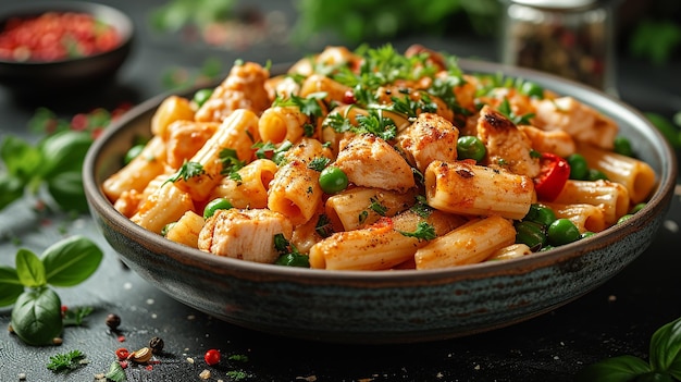 a plate of pasta with parsley and parsley on it