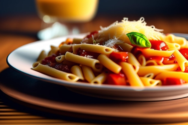 A plate of pasta with tomato sauce and cheese