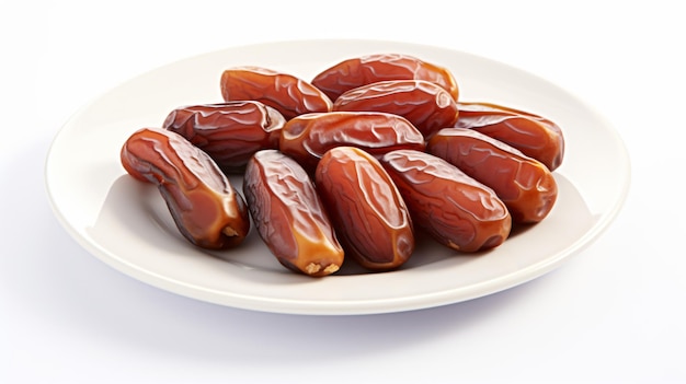 Plate of Pitted Dates Isolated on a White