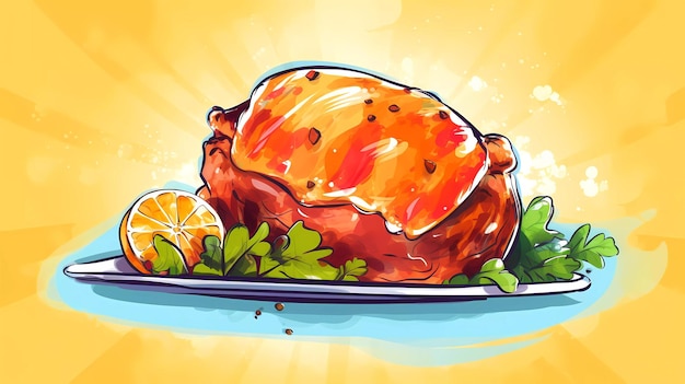 A plate of roast beef illustration