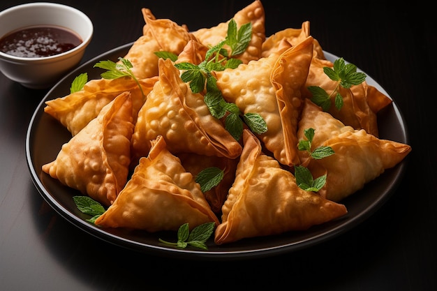 A plate of samosas