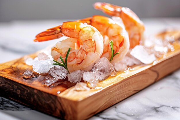 a plate of shrimp on ice