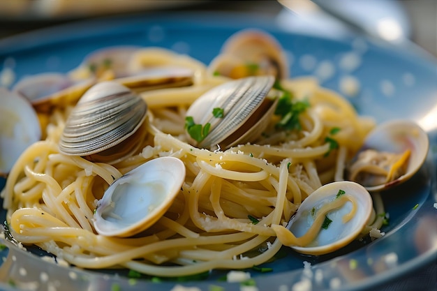 Plate of Spaghetti and Clams in Homestyle