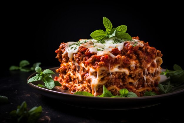 Photo a plate of spaghetti with cheese and meat on it