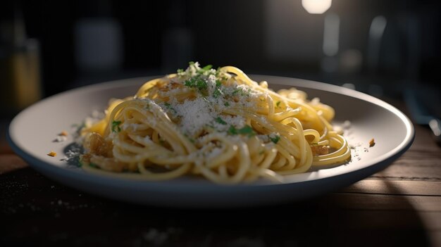 A plate of spaghetti with a tomato sauce on it