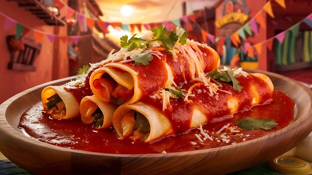 a plate of spaghetti wrapped in red sauce with a red sauce on it