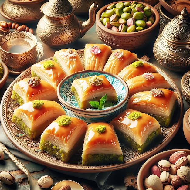 a plate of sushi rolls with a green leaf on top