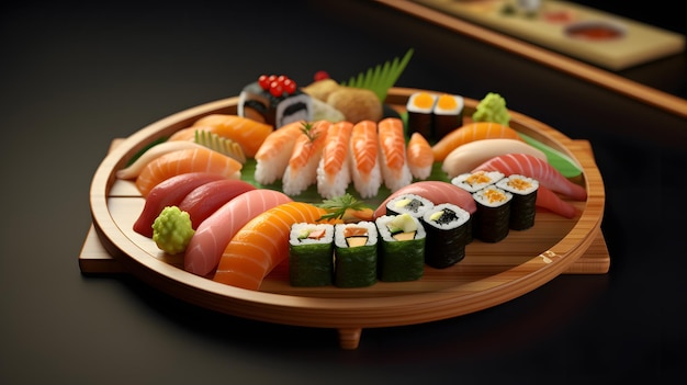 A plate of sushi with a lot of different flavors