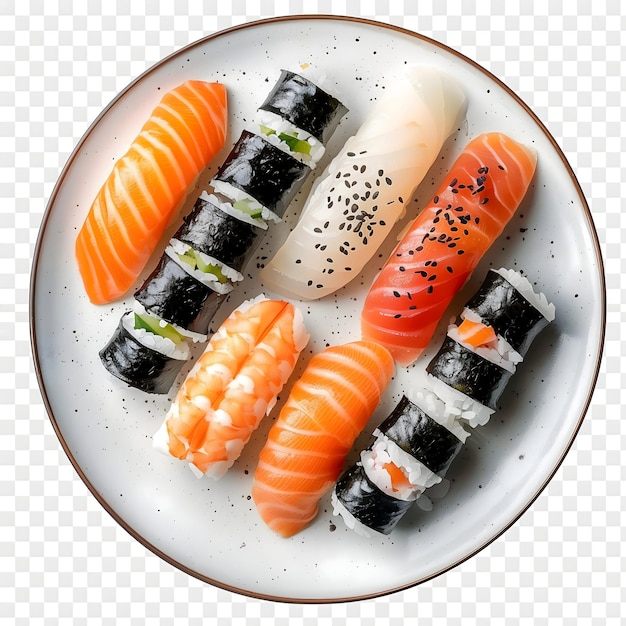 Photo a plate of sushi with sushi on it