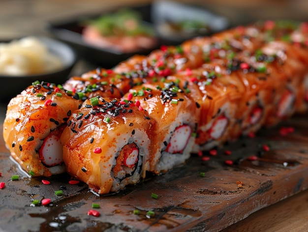 Photo a plate of sushi with the word sushi on it