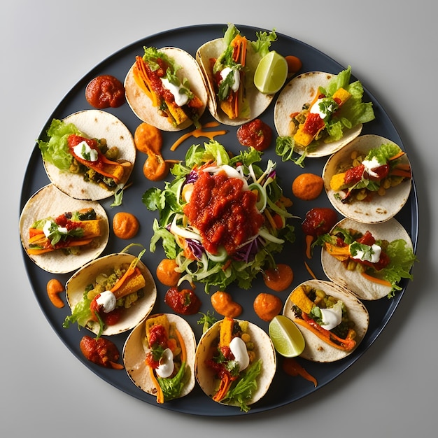 a plate of taco chips with salsa and salsa on it